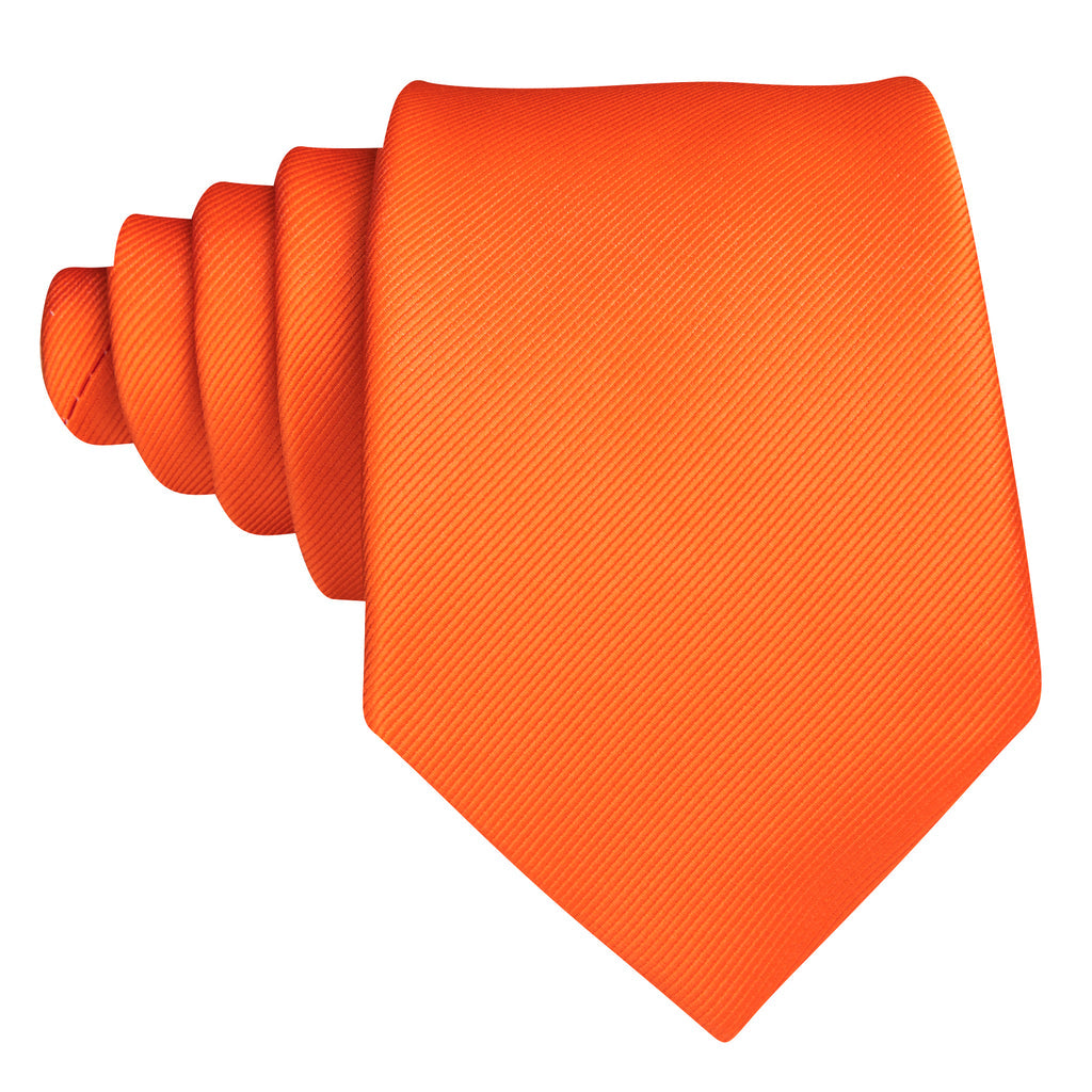 Orange Woven Solid Silk Tie, Pocket Square and Cufflinks Set tie sets - Sophisticated Gentlemen