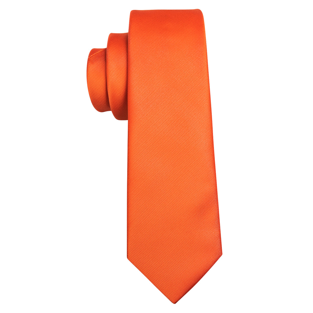 Orange Woven Solid Silk Tie, Pocket Square and Cufflinks Set tie sets - Sophisticated Gentlemen