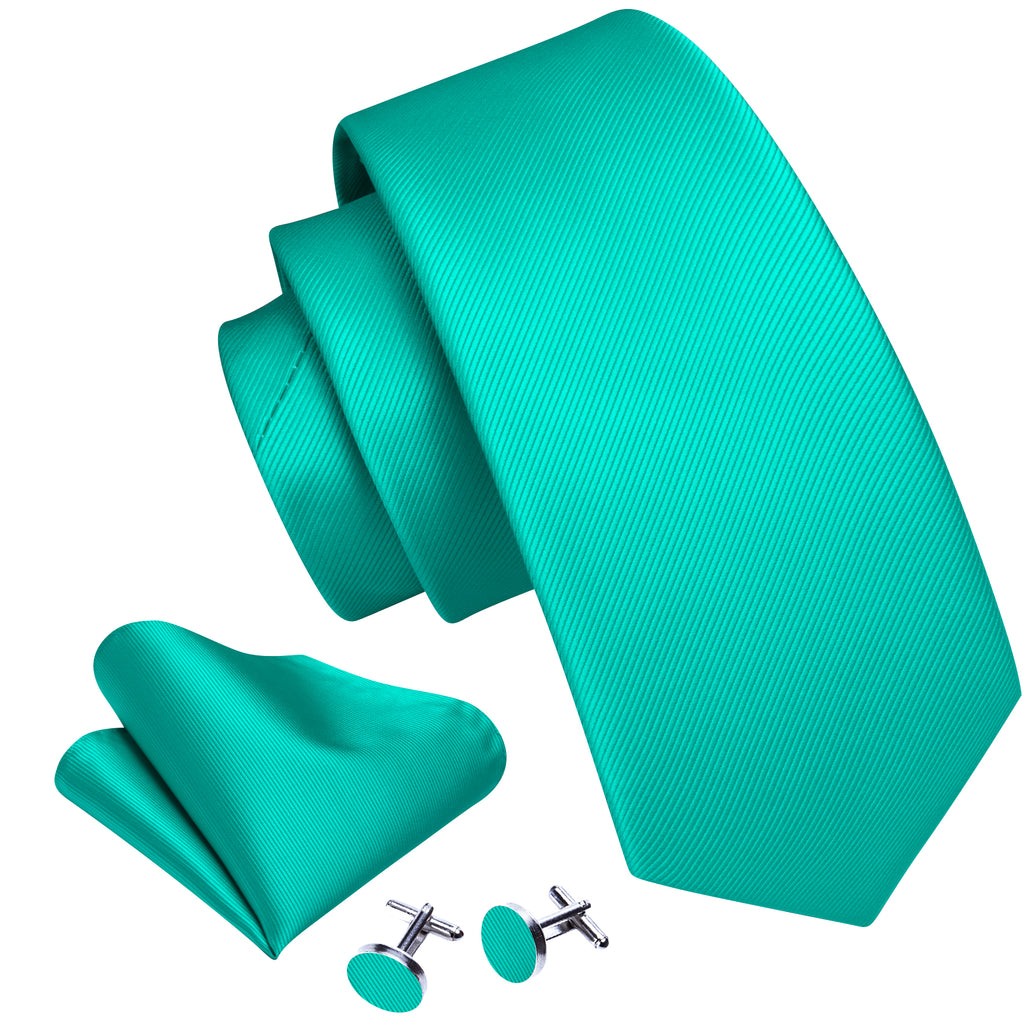 Aqua Solid Silk Tie, Pocket Square and Cufflinks Set tie sets - Sophisticated Gentlemen