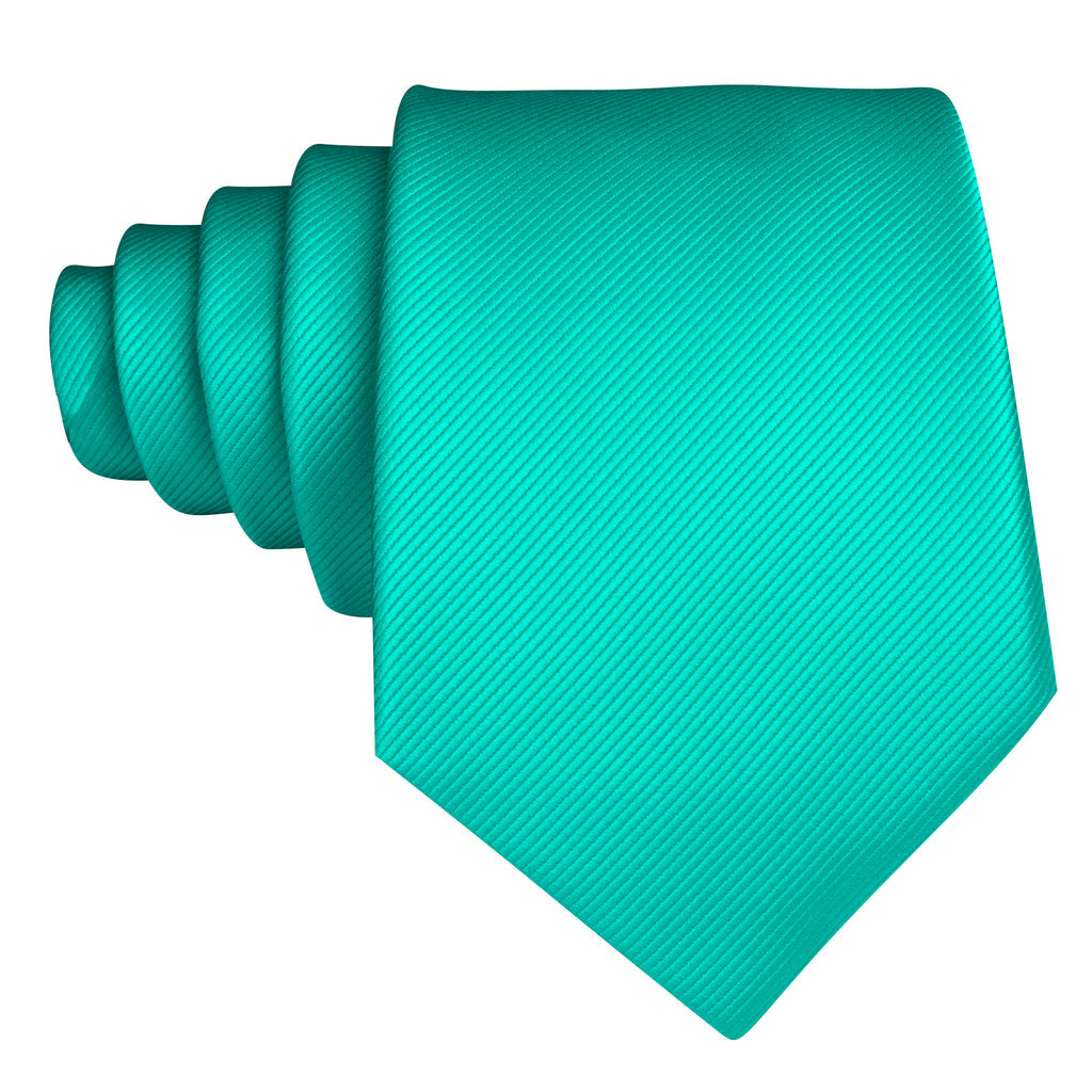 Aqua Solid Silk Tie, Pocket Square and Cufflinks Set tie sets - Sophisticated Gentlemen
