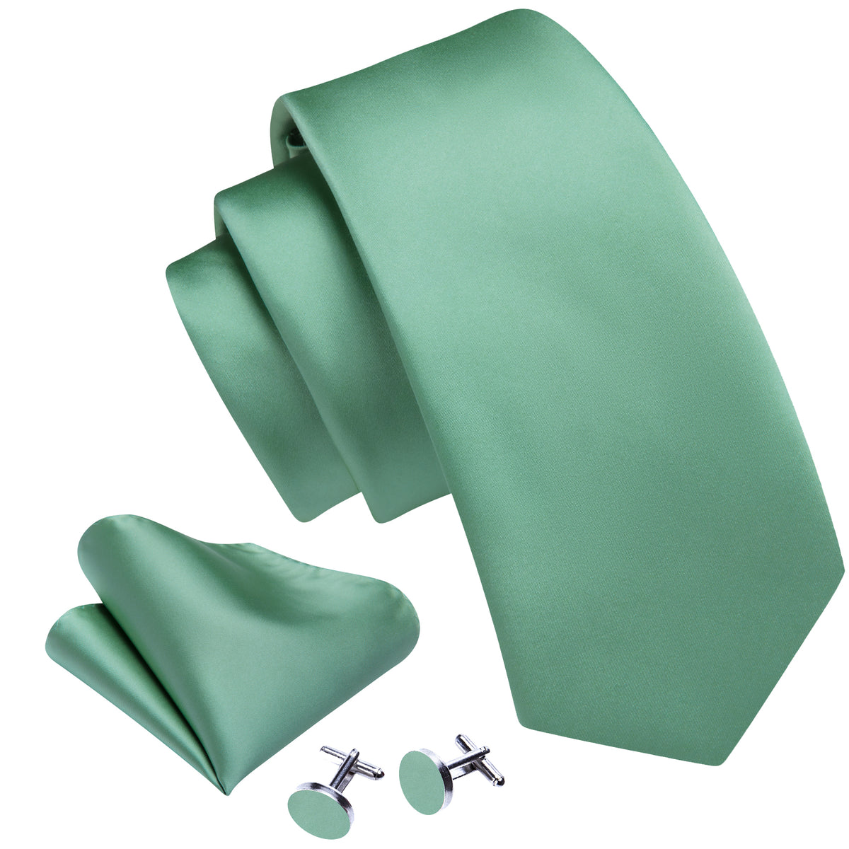 Turquoise Green Solid Silk Tie, Pocket Square and Cufflinks Set tie sets - Sophisticated Gentlemen