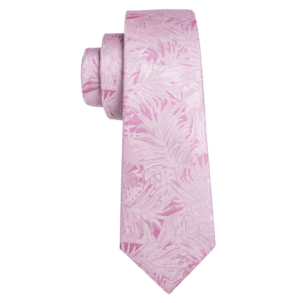 Pink White Floral Silk Tie, Pocket Square and Cufflinks Set tie sets - Sophisticated Gentlemen