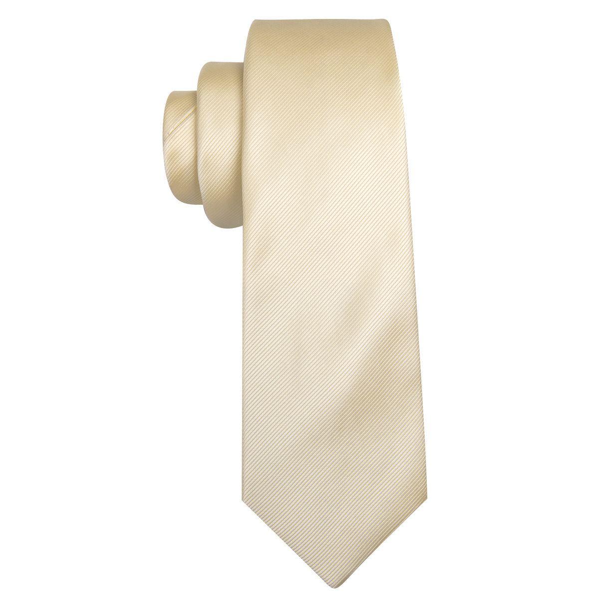 Champagne Wheat Solid Silk Tie, Pocket Square and Cufflinks Set tie sets - Sophisticated Gentlemen
