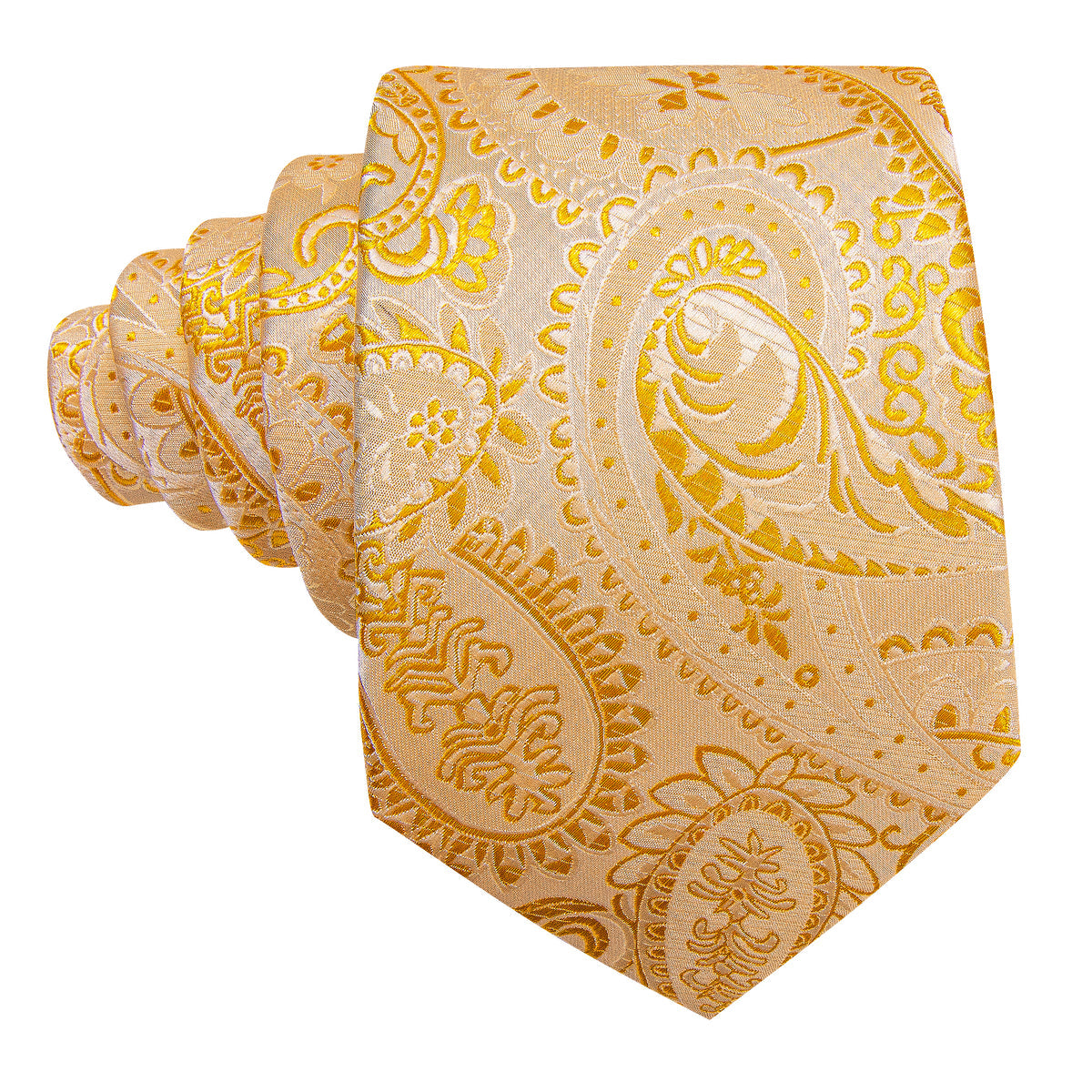 Light Orange Silver Paisley Tie, Pocket Square and Cufflinks Set tie sets - Sophisticated Gentlemen