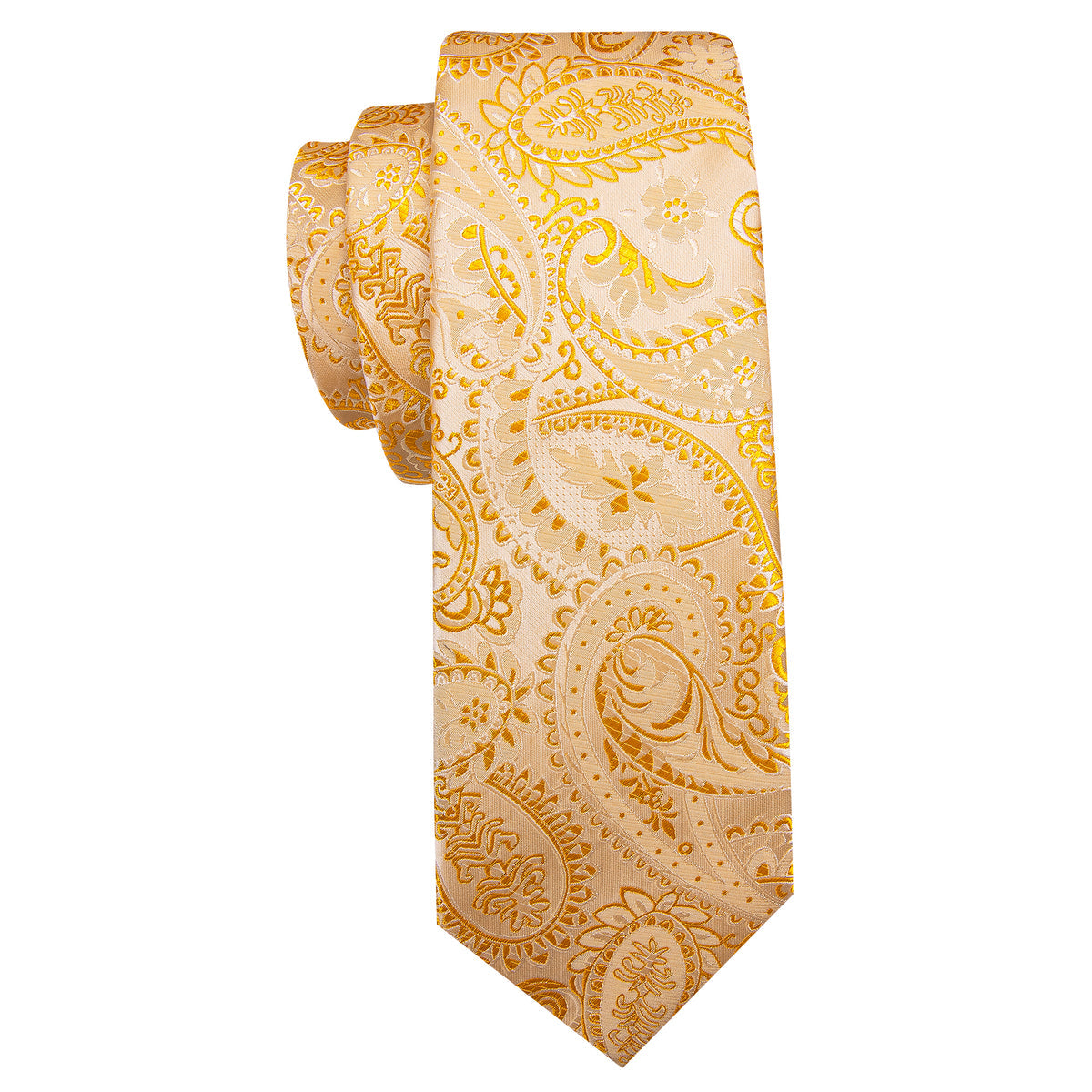 Light Orange Silver Paisley Tie, Pocket Square and Cufflinks Set tie sets - Sophisticated Gentlemen
