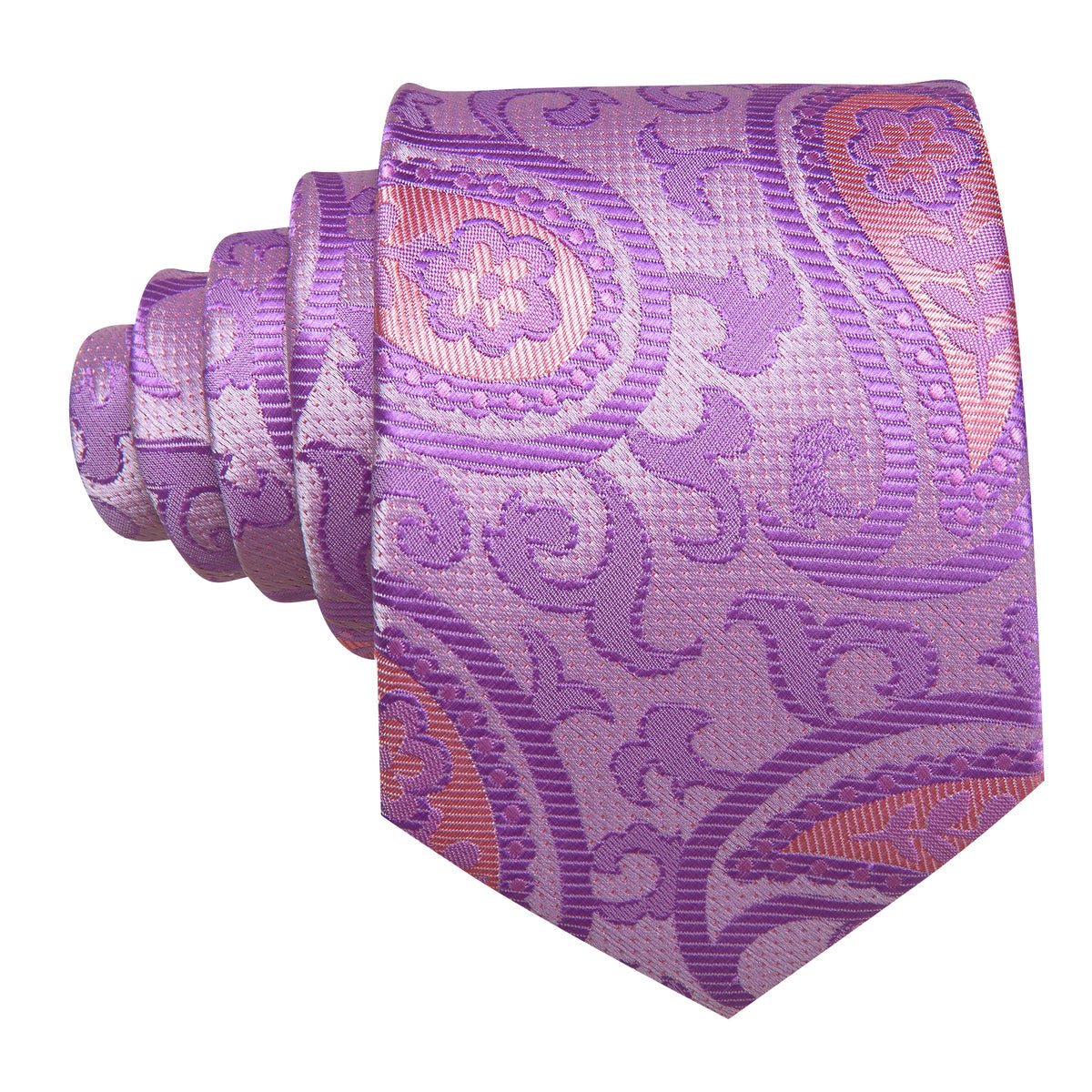 Lavender Purple Pink Paisley Silk Tie, Pocket Square and Cufflinks Set tie sets - Sophisticated Gentlemen