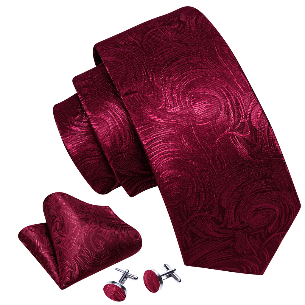 Fire Brick Paisley Silk Tie, Pocket Square and Cufflinks Set tie sets - Sophisticated Gentlemen
