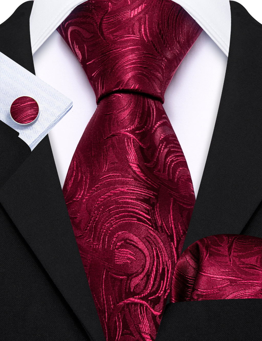 Fire Brick Paisley Silk Tie, Pocket Square and Cufflinks Set tie sets - Sophisticated Gentlemen