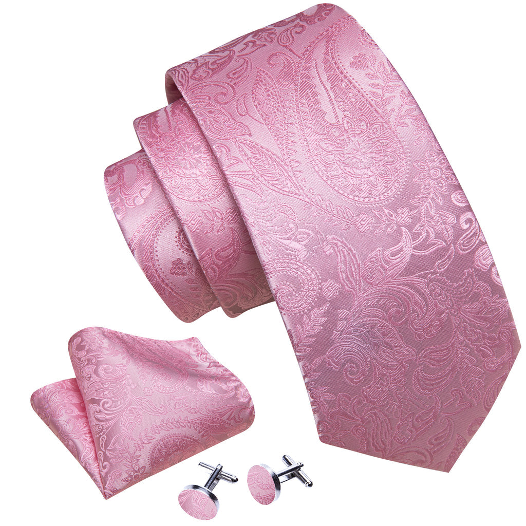 Pink Paisley Silk Tie, Pocket Square and Cufflinks Set tie sets - Sophisticated Gentlemen