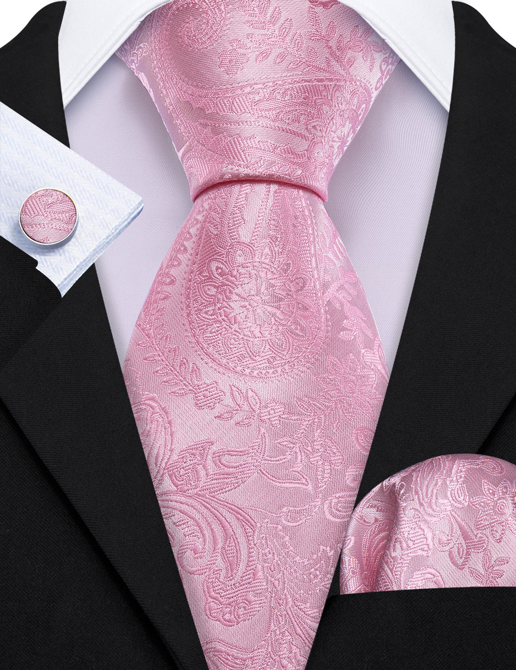 Pink Paisley Silk Tie, Pocket Square and Cufflinks Set tie sets - Sophisticated Gentlemen