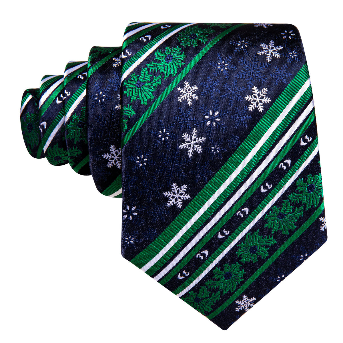 Teal & Sapphire Christmas Snowflake Silk Tie, Pocket Square, and Cufflinks Set tie sets - Sophisticated Gentlemen