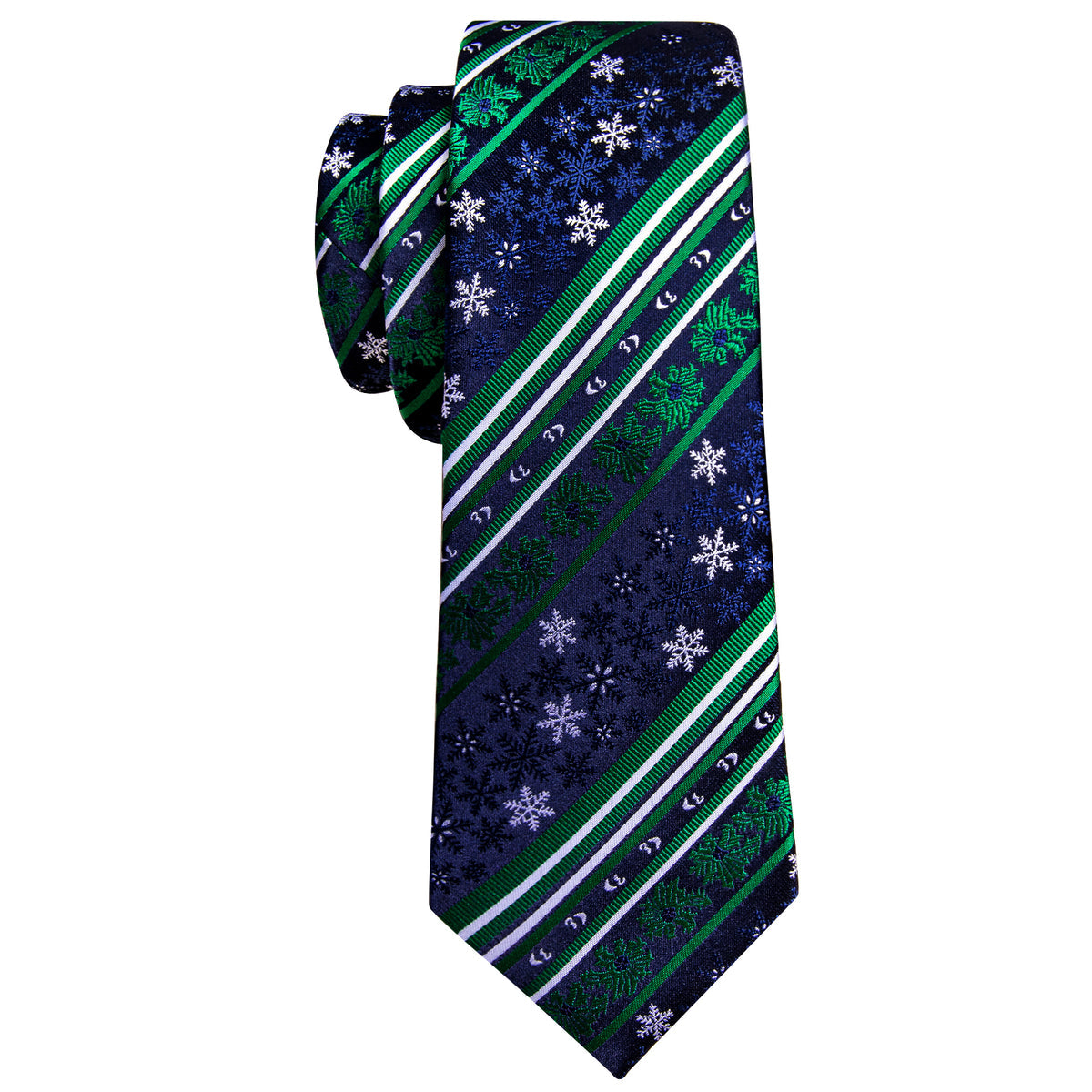 Teal & Sapphire Christmas Snowflake Silk Tie, Pocket Square, and Cufflinks Set tie sets - Sophisticated Gentlemen