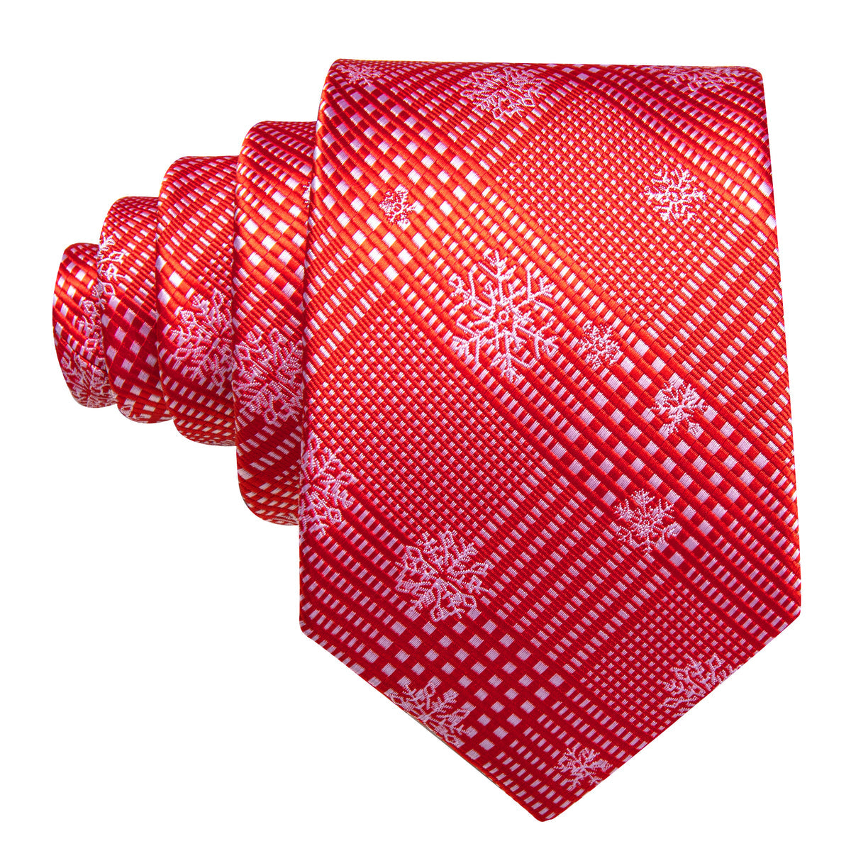 Red White Striped Christmas Snowflake Silk Tie, Pocket Square and Cufflinks Set tie sets - Sophisticated Gentlemen
