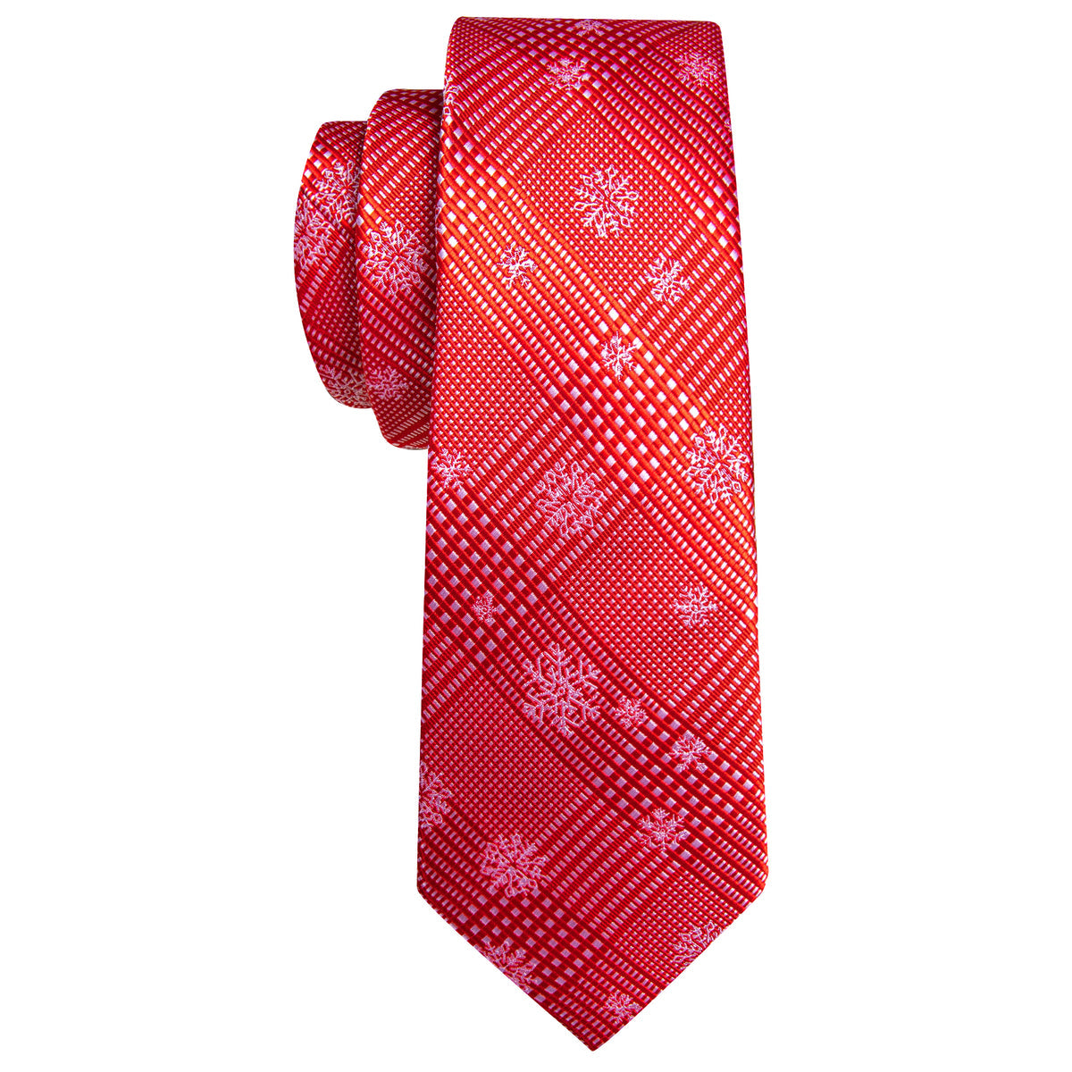 Red White Striped Christmas Snowflake Silk Tie, Pocket Square and Cufflinks Set tie sets - Sophisticated Gentlemen