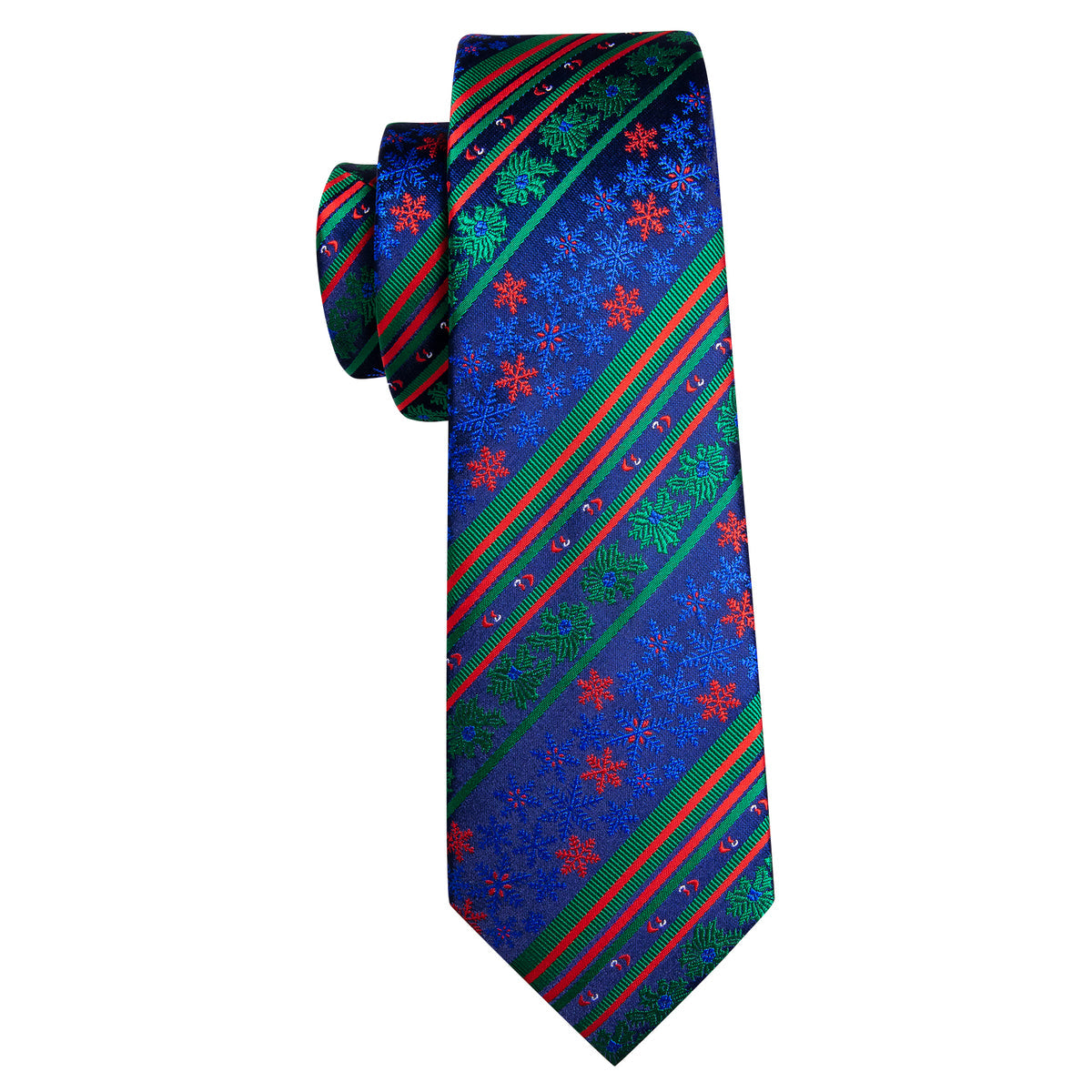 Teal & Forest Green Christmas Striped Floral Tie, Pocket Square, and Cufflinks Set tie sets - Sophisticated Gentlemen