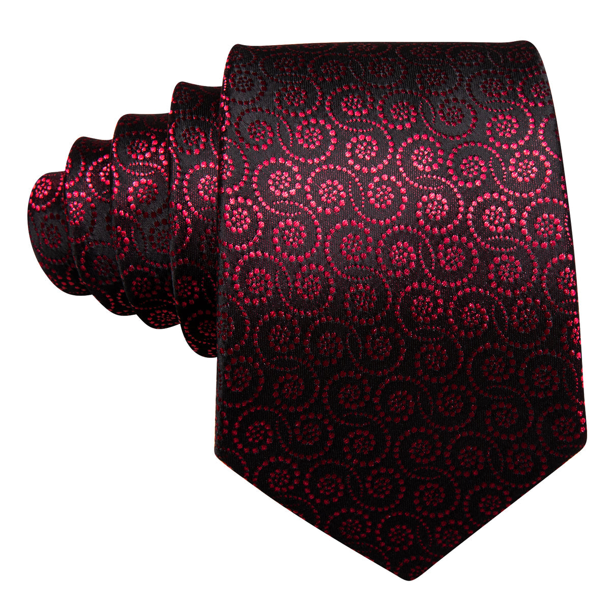 Red Novelty Floral Silk Tie, Pocket Square and Cufflinks Set tie sets - Sophisticated Gentlemen