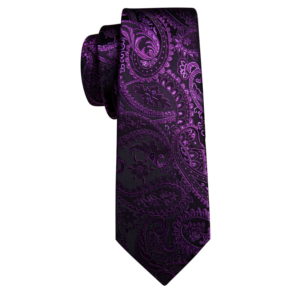 Purple Paisley Silk Tie, Pocket Square and Cufflinks Set tie sets - Sophisticated Gentlemen