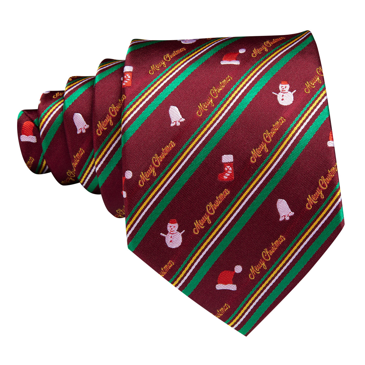 Claret Red Festive Merry Christmas Tie, Pocket Square, and Cufflinks Set tie sets - Sophisticated Gentlemen