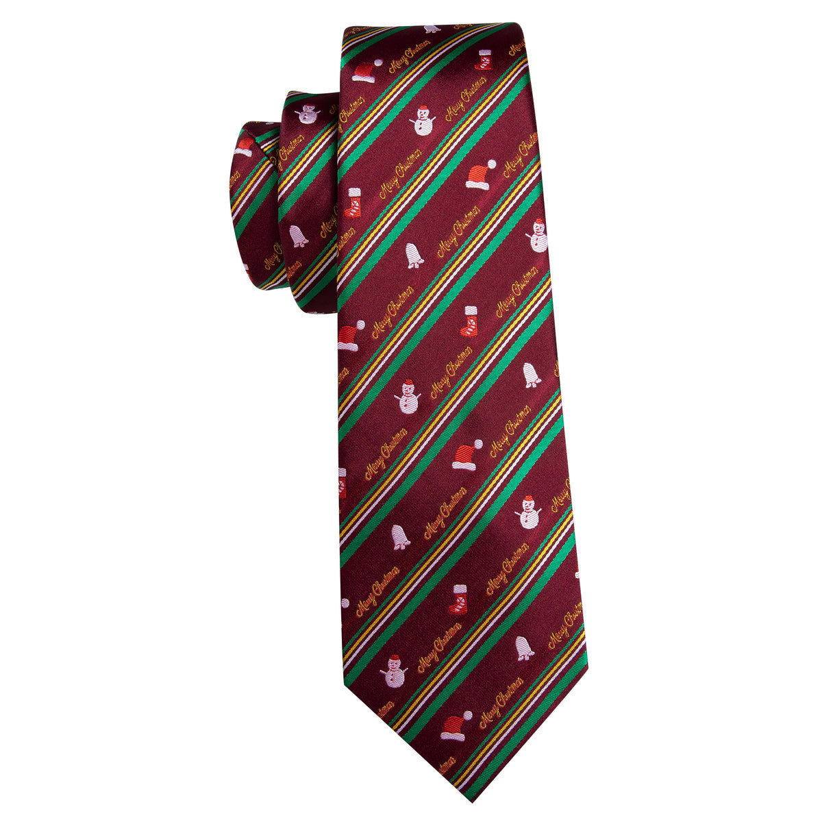 Claret Red Festive Merry Christmas Tie, Pocket Square, and Cufflinks Set tie sets - Sophisticated Gentlemen