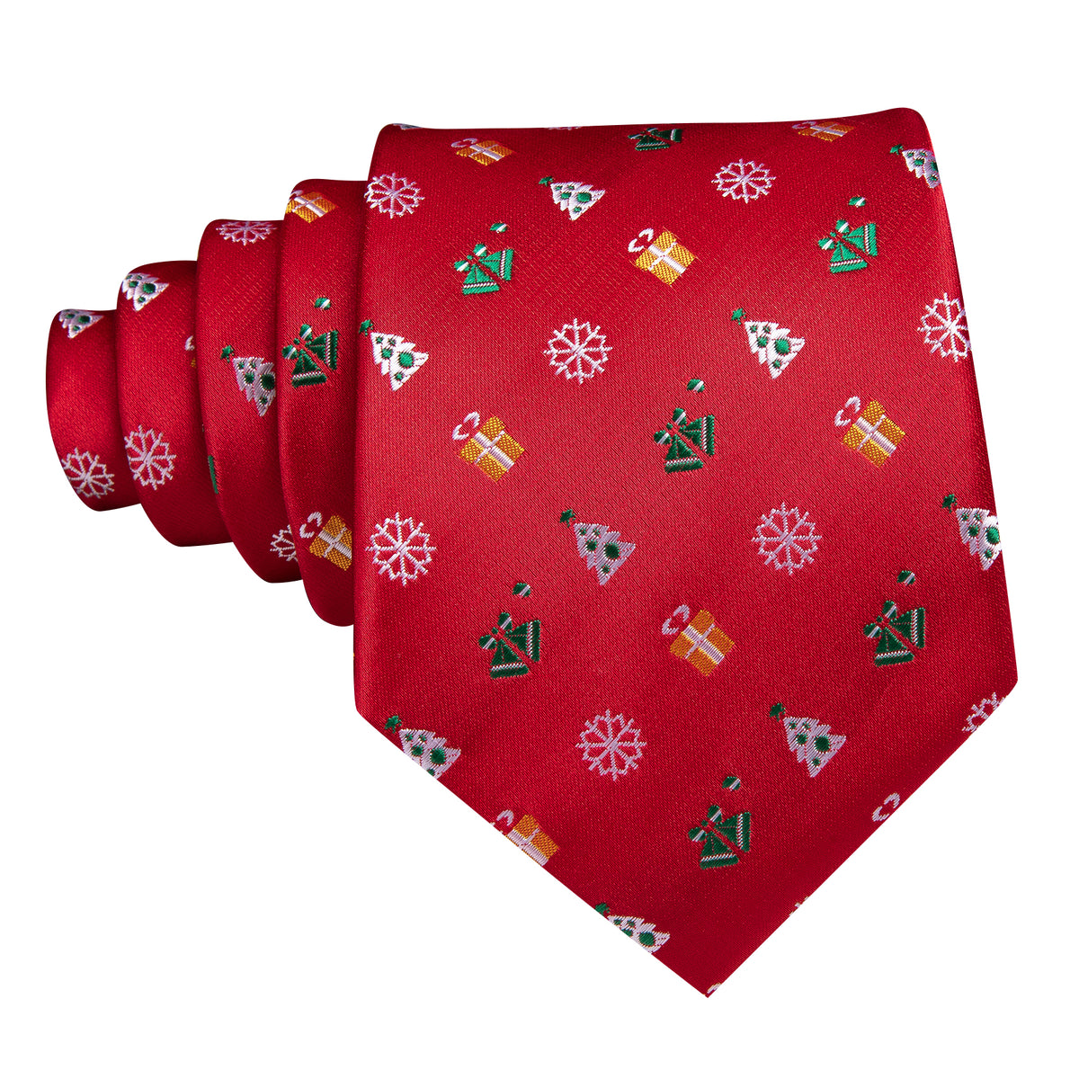 Red Christmas Pattern Tie, Pocket Square and Cufflinks Set tie sets - Sophisticated Gentlemen
