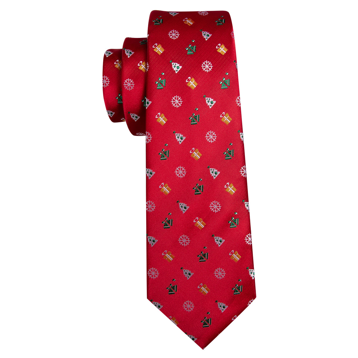 Red Christmas Pattern Tie, Pocket Square and Cufflinks Set tie sets - Sophisticated Gentlemen