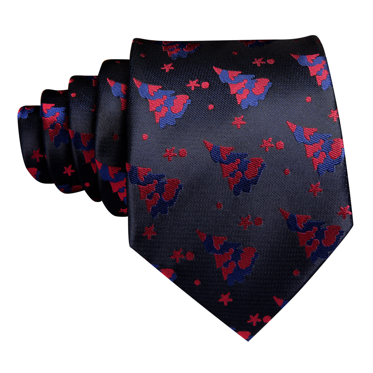 Black Red Christmas Jacquard Tie, Pocket Square and Cufflinks Set tie sets - Sophisticated Gentlemen
