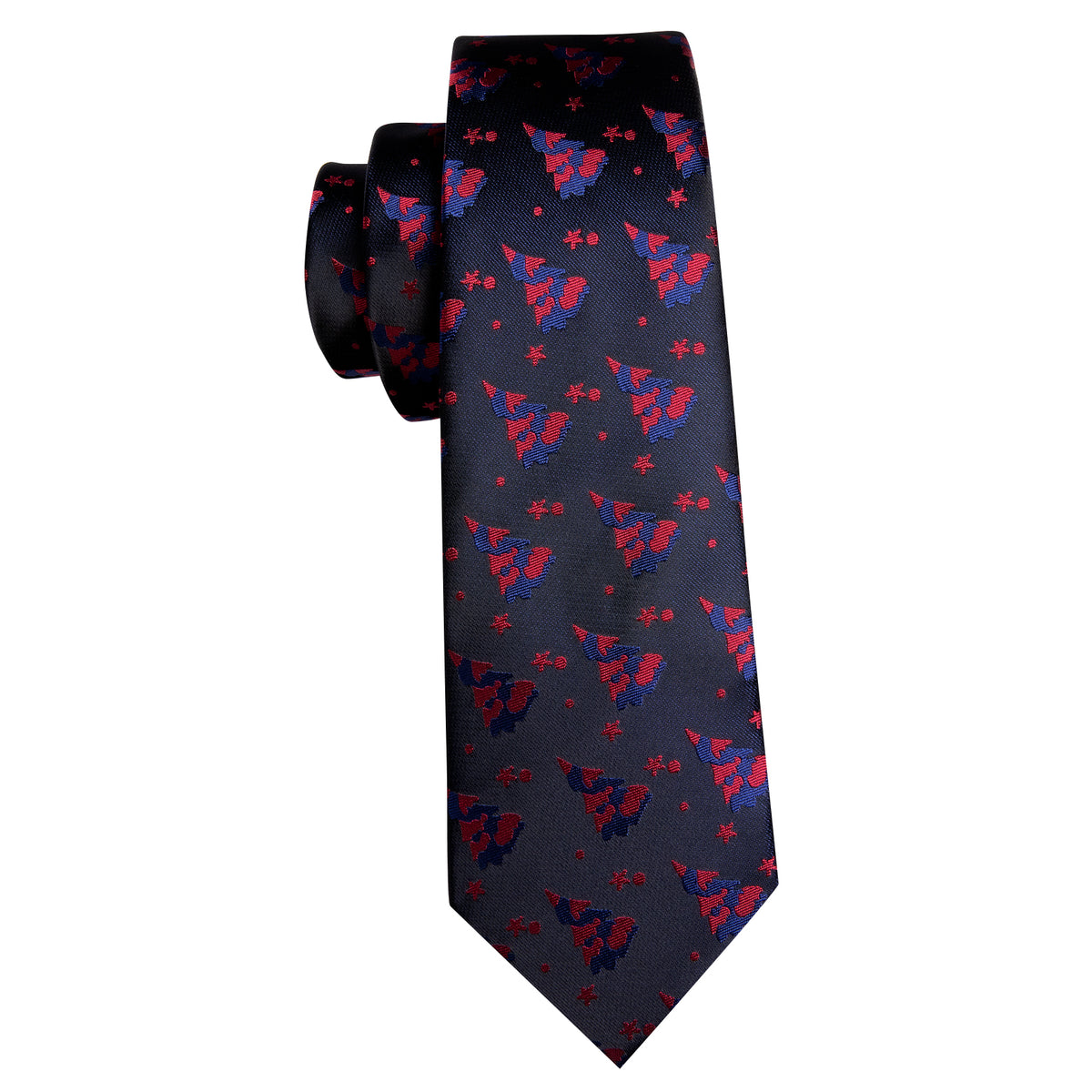Black Red Christmas Jacquard Tie, Pocket Square and Cufflinks Set tie sets - Sophisticated Gentlemen