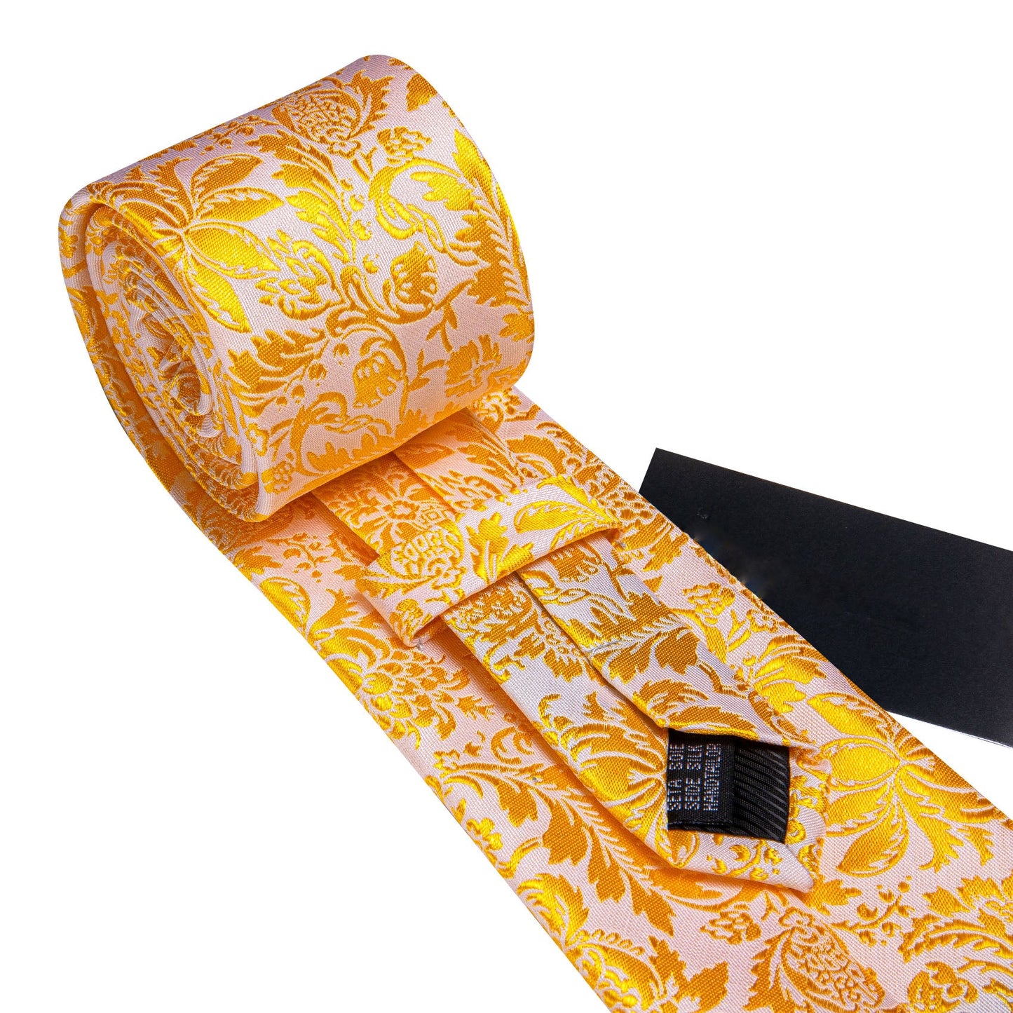 Gold and White Floral Silk Tie, Pocket Square and Cufflinks tie sets - Sophisticated Gentlemen
