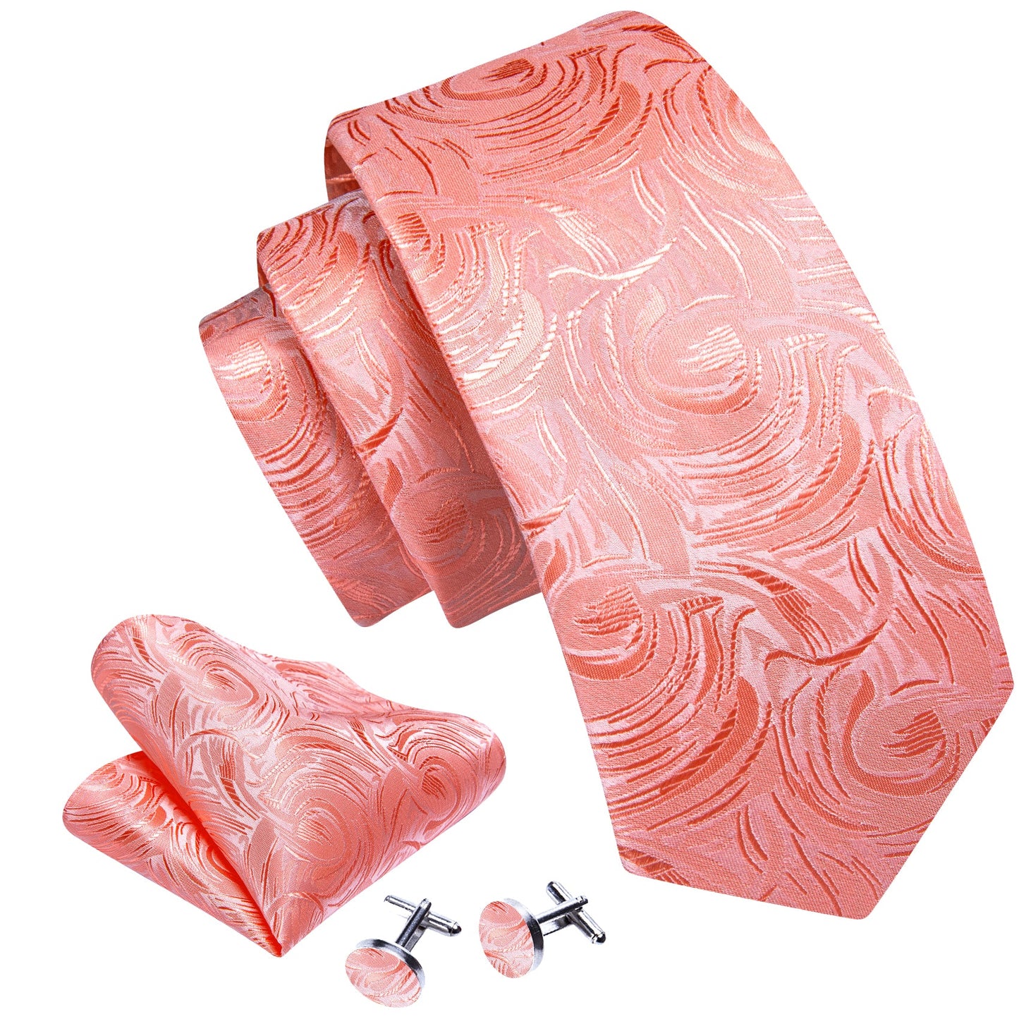 Baby Pink Abstract Silk Tie Set tie sets - Sophisticated Gentlemen