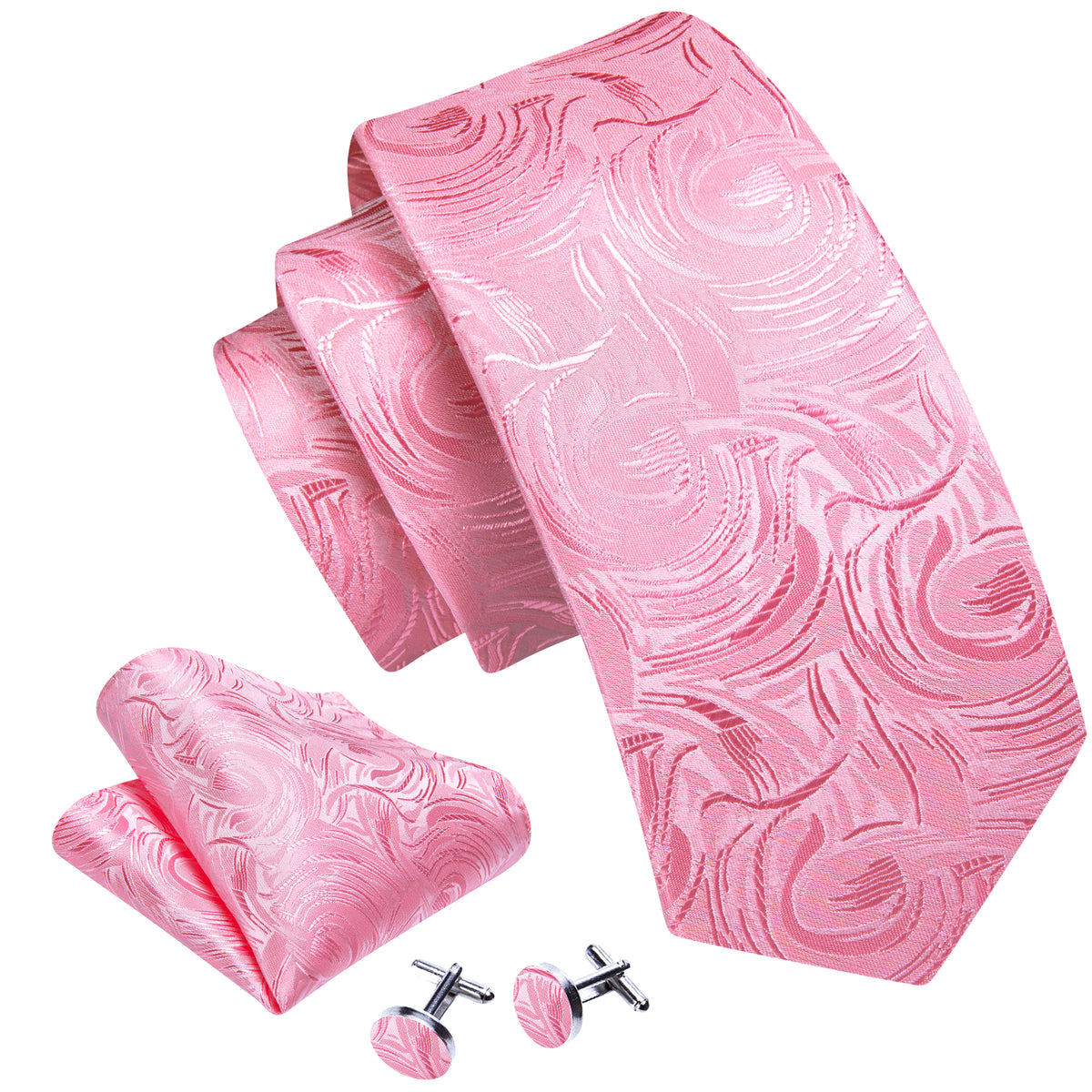 Pink Paisley Silk Tie, Pocket Square and Cufflinks Set tie sets - Sophisticated Gentlemen
