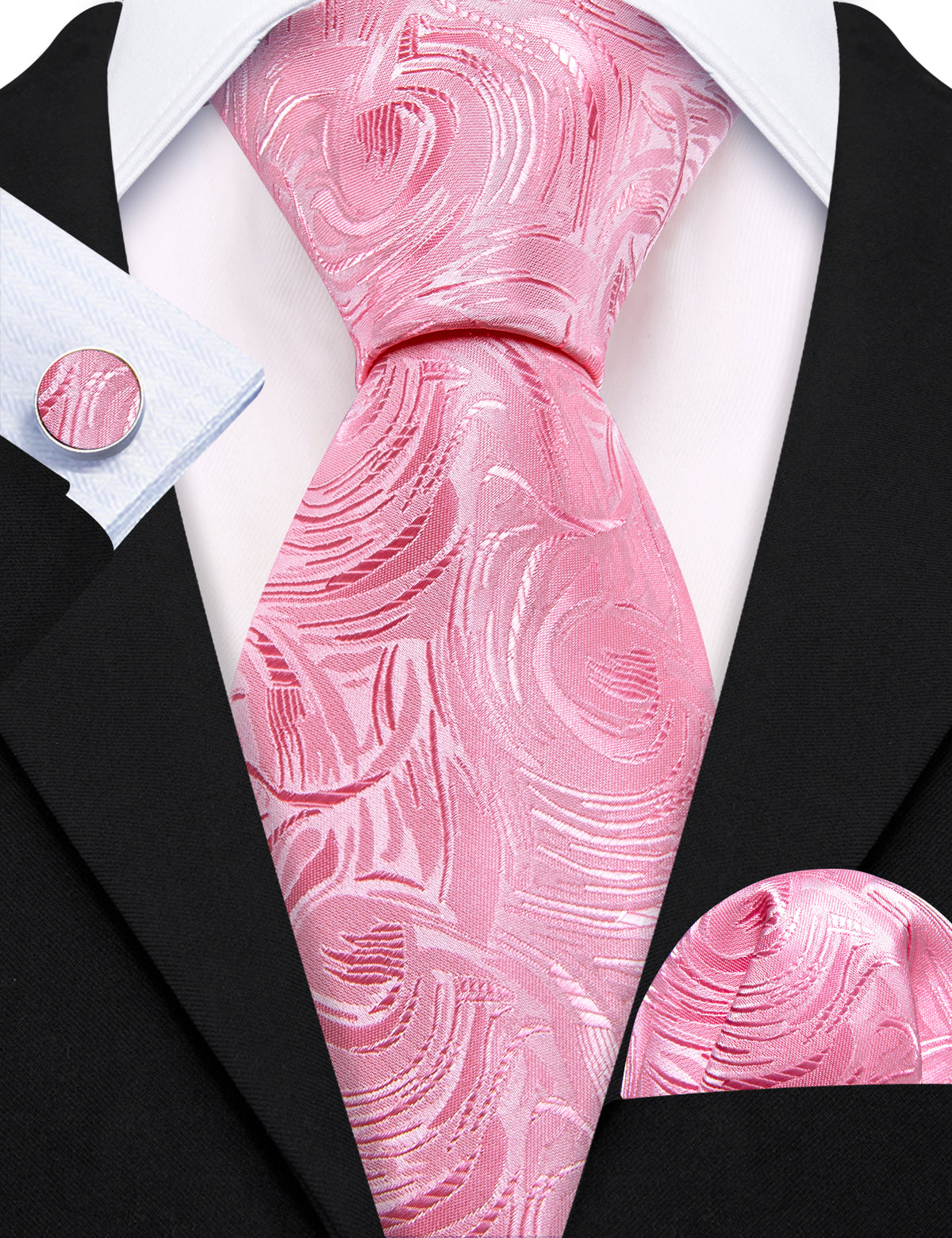 Pink Paisley Silk Tie, Pocket Square and Cufflinks Set tie sets - Sophisticated Gentlemen