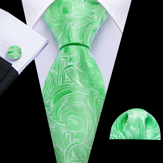 Green Abstract Silk Tie Set tie sets    - Sophisticated Gentlemen