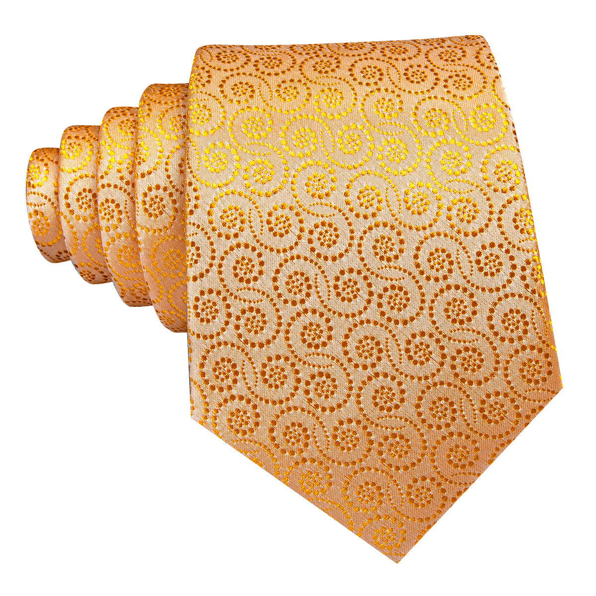 Gold Yellow Floral Silk Tie, Pocket Square and Cufflinks Set tie sets - Sophisticated Gentlemen