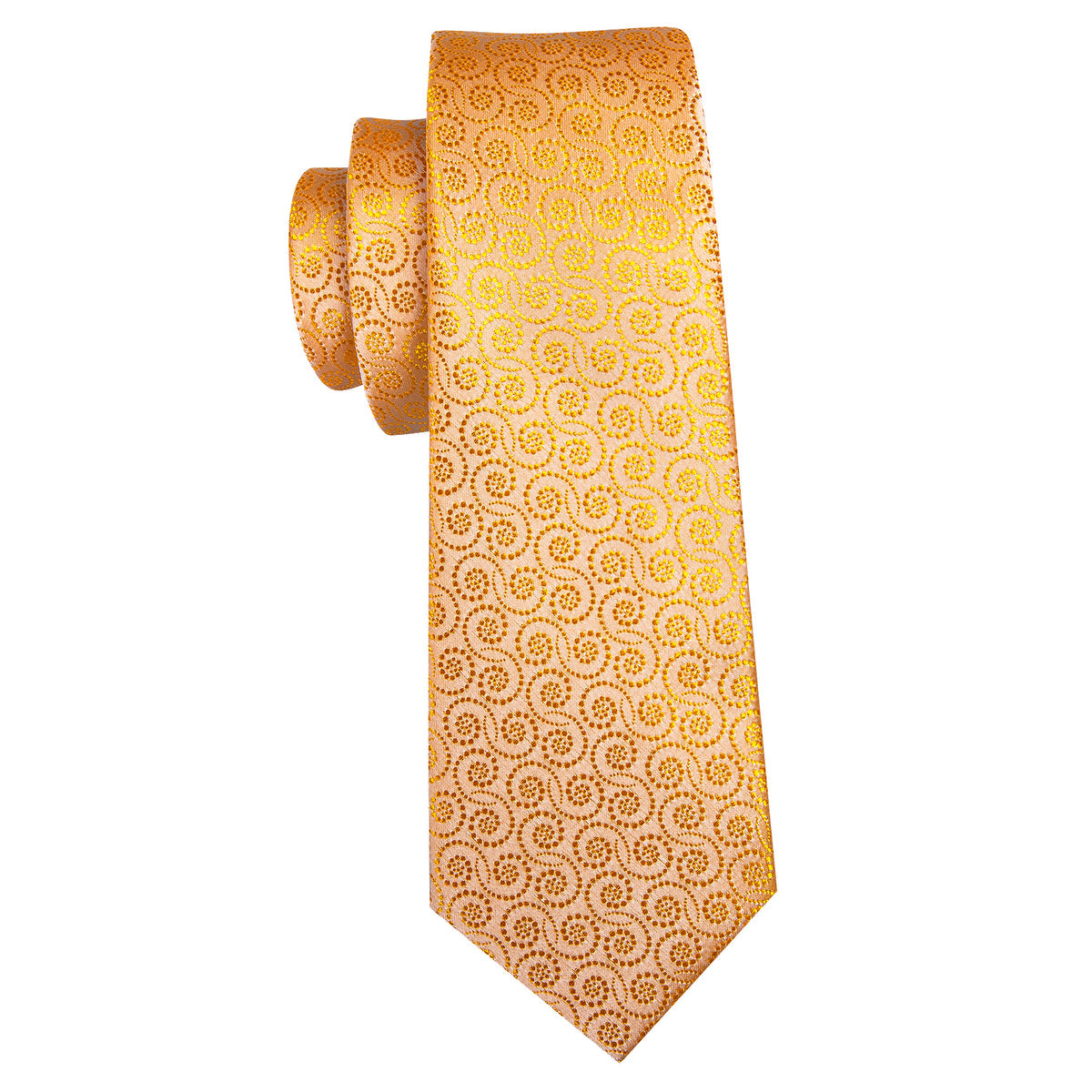 Gold Yellow Floral Silk Tie, Pocket Square and Cufflinks Set tie sets - Sophisticated Gentlemen