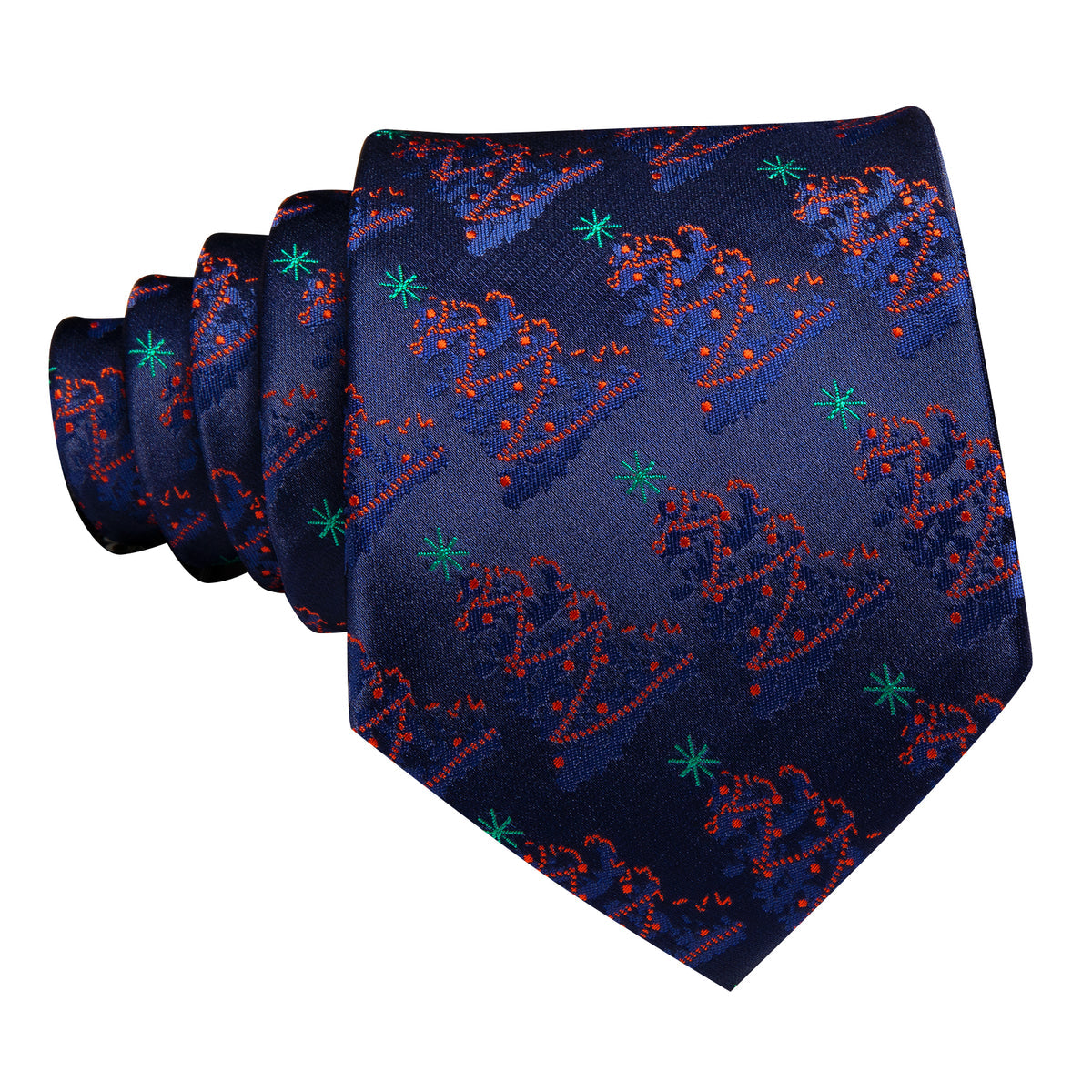 Christmas Ultra Marine Xmas Tree Pattern Tie, Pocket Square and Cufflinks Set tie sets - Sophisticated Gentlemen
