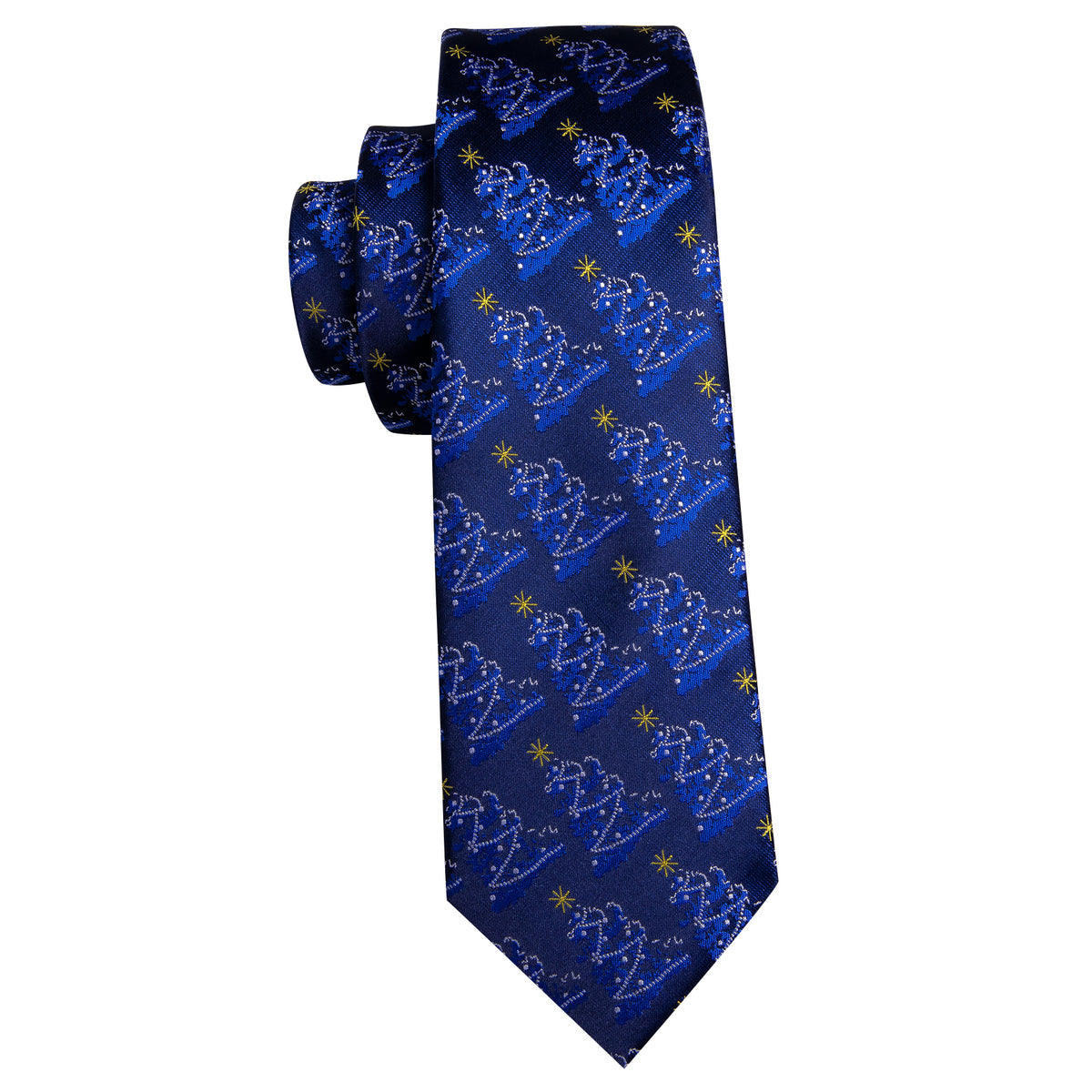 Midnight Blue Christmas Tree Jacquard Tie, Pocket Square & Cufflinks Set tie sets - Sophisticated Gentlemen