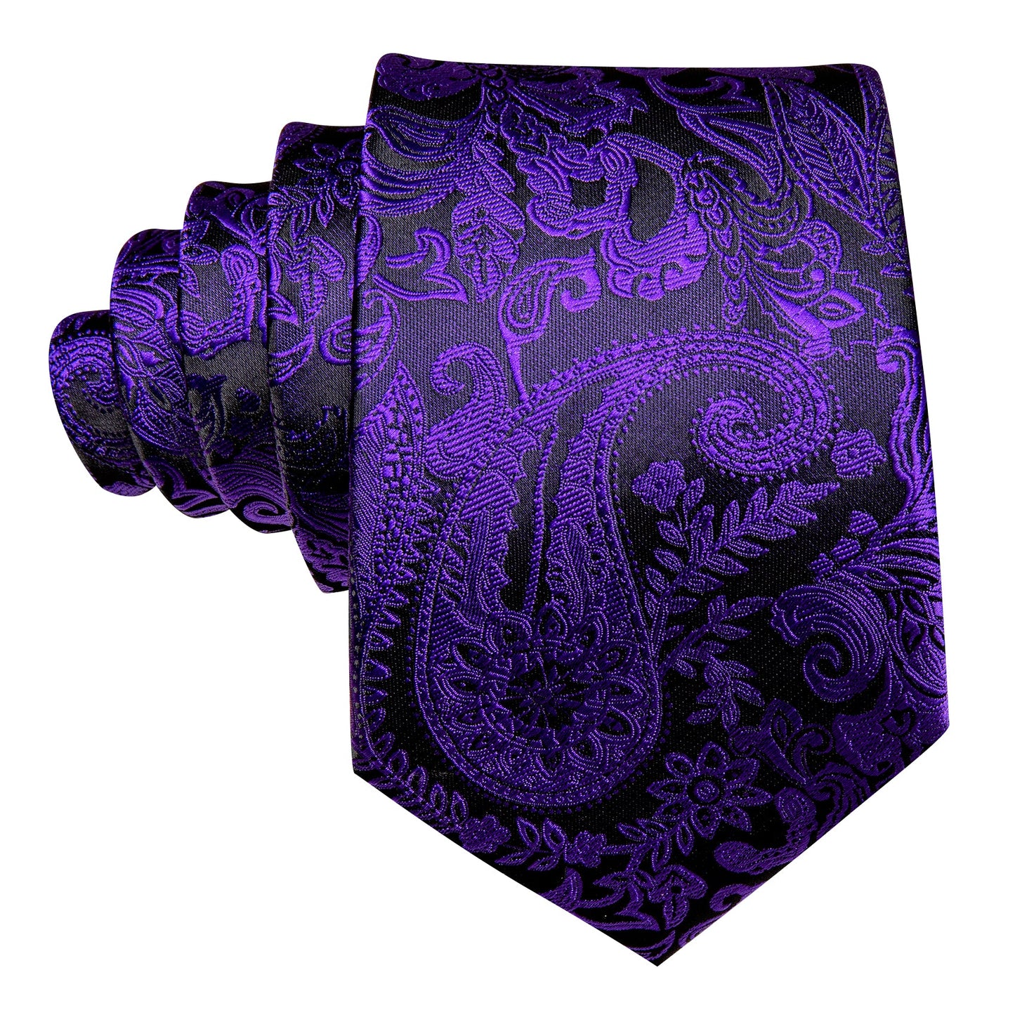 Purple and Black Paisley Floral Tie, Pocket Square and Cufflinks tie sets - Sophisticated Gentlemen