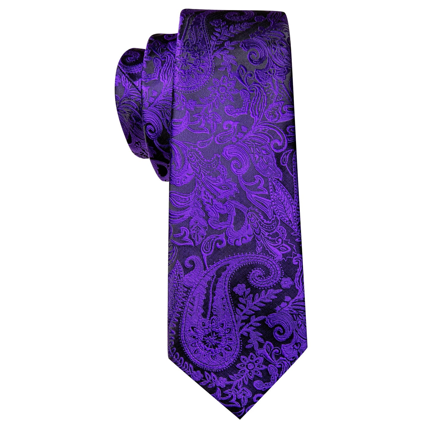 Purple and Black Paisley Floral Tie, Pocket Square and Cufflinks tie sets - Sophisticated Gentlemen