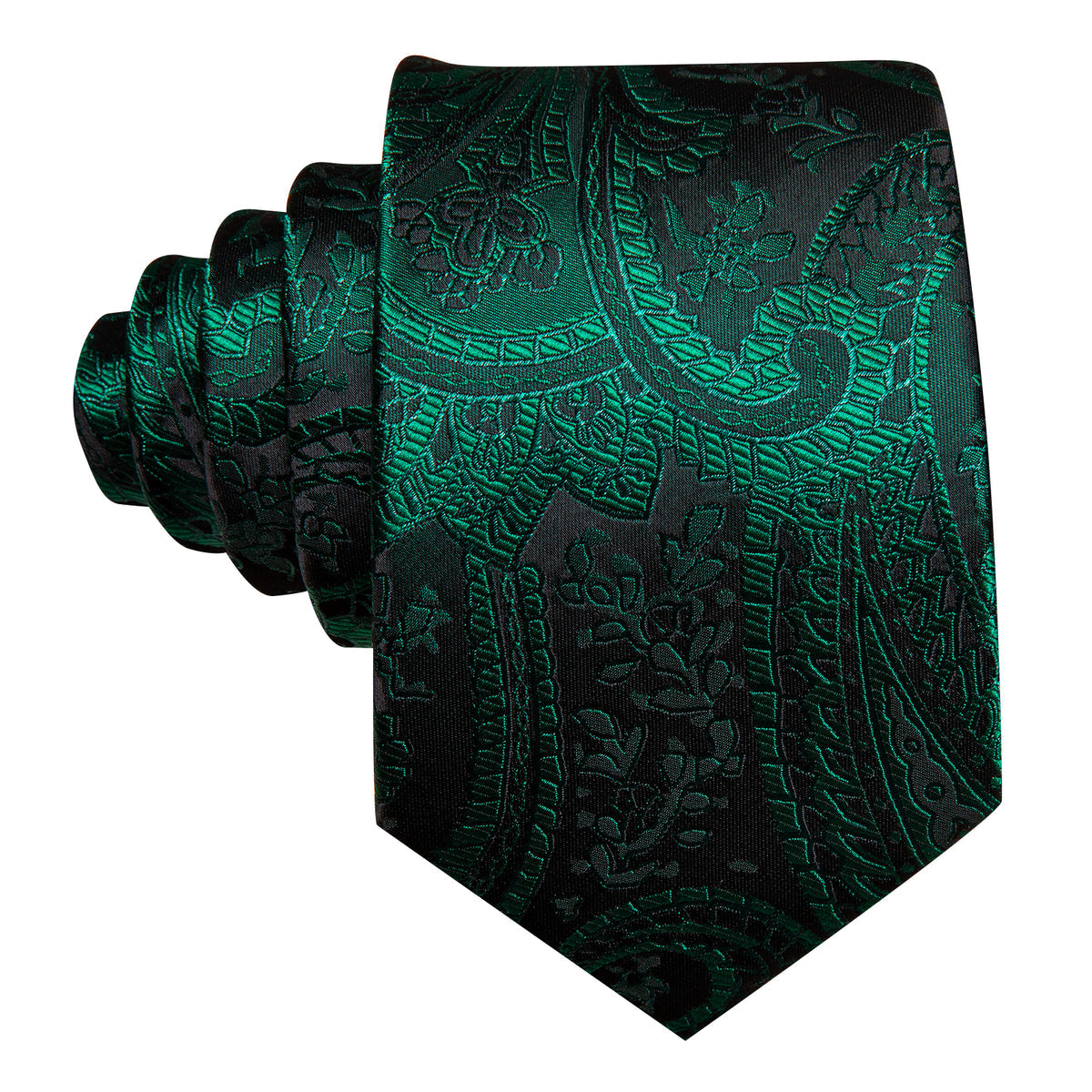 Green Paisley Jacquard Silk Tie, Pocket Square and Cufflinks Set tie sets - Sophisticated Gentlemen