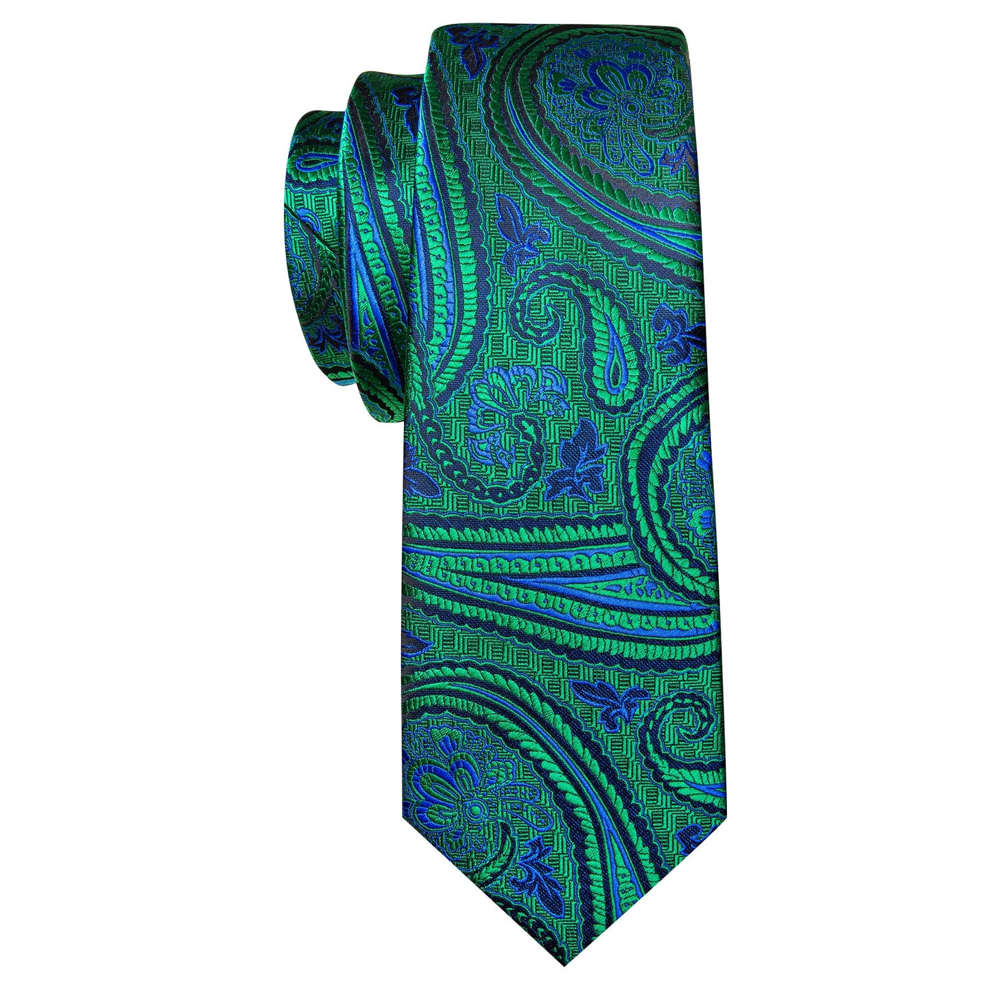 Blue and Green Paisley Floral Tie, Pocket Square and Cufflinks tie sets - Sophisticated Gentlemen