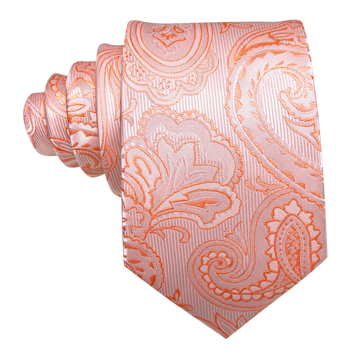 Pink Orange Paisley Silk Tie, Pocket Square and Cufflinks Set tie sets - Sophisticated Gentlemen