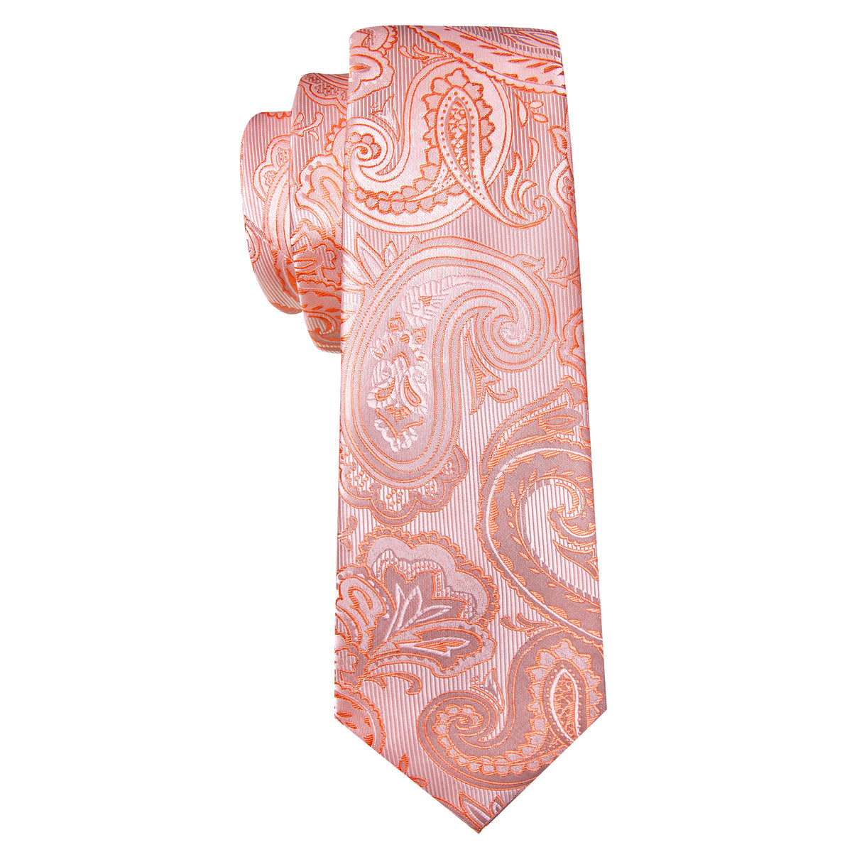 Pink Orange Paisley Silk Tie, Pocket Square and Cufflinks Set tie sets - Sophisticated Gentlemen