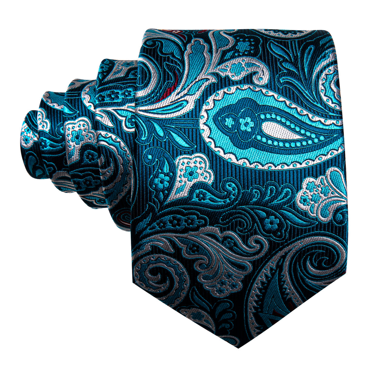 Pale Blue Paisley Silk Tie, Pocket Square and Cufflinks Set tie sets - Sophisticated Gentlemen
