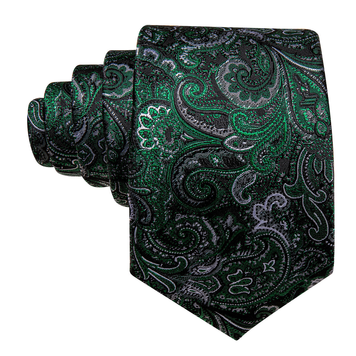 Black & Forest Green Paisley Silk Tie, Pocket Square & Cufflinks Set tie sets - Sophisticated Gentlemen