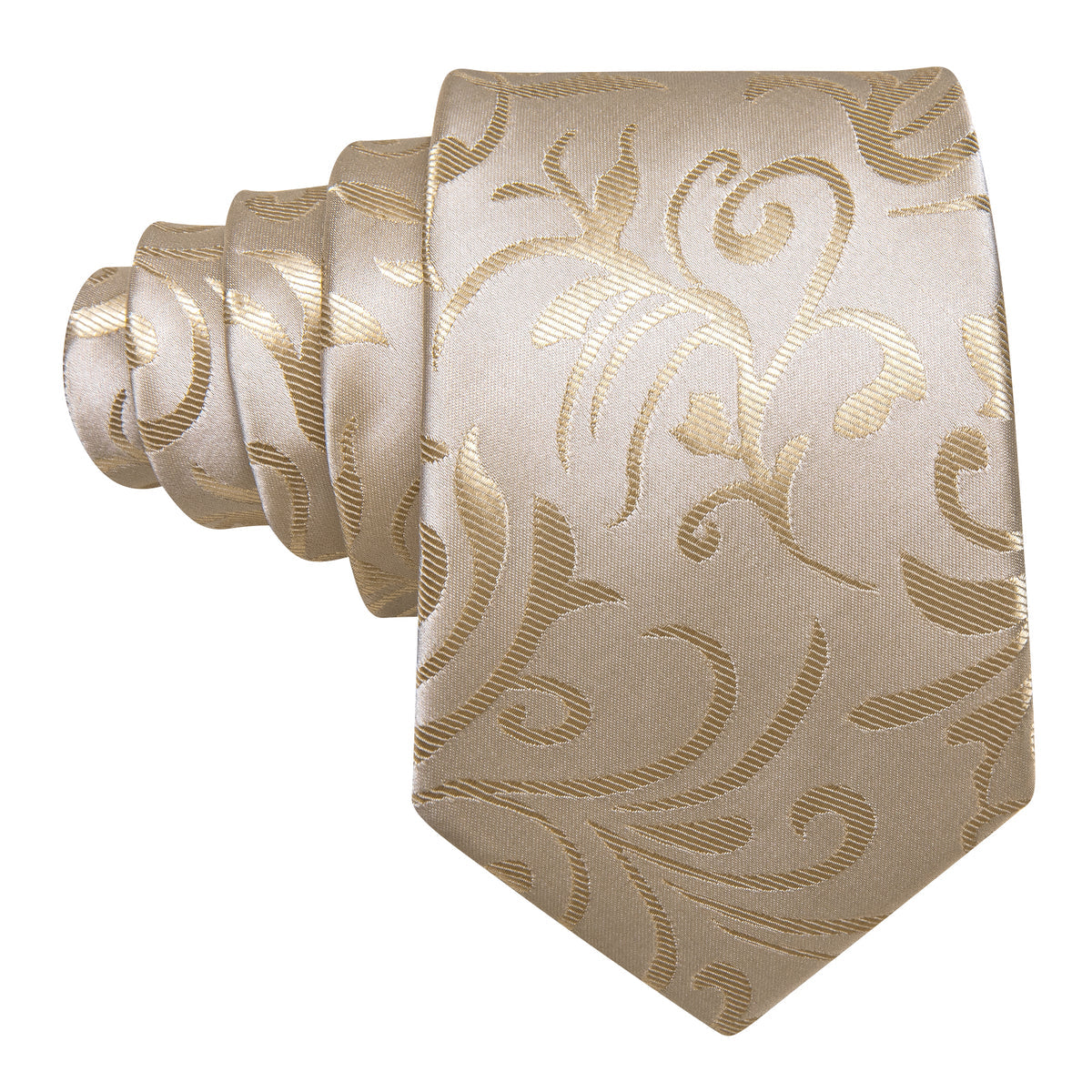 Tan Floral Silk Tie, Pocket Square and Cufflinks Set tie sets - Sophisticated Gentlemen