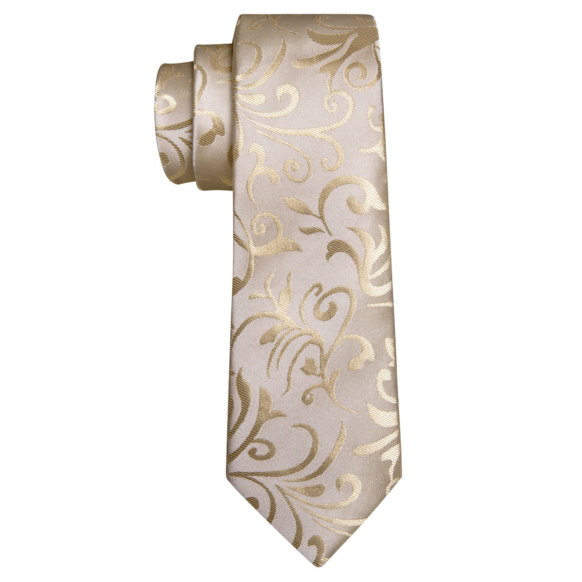 Tan Floral Silk Tie, Pocket Square and Cufflinks Set tie sets - Sophisticated Gentlemen