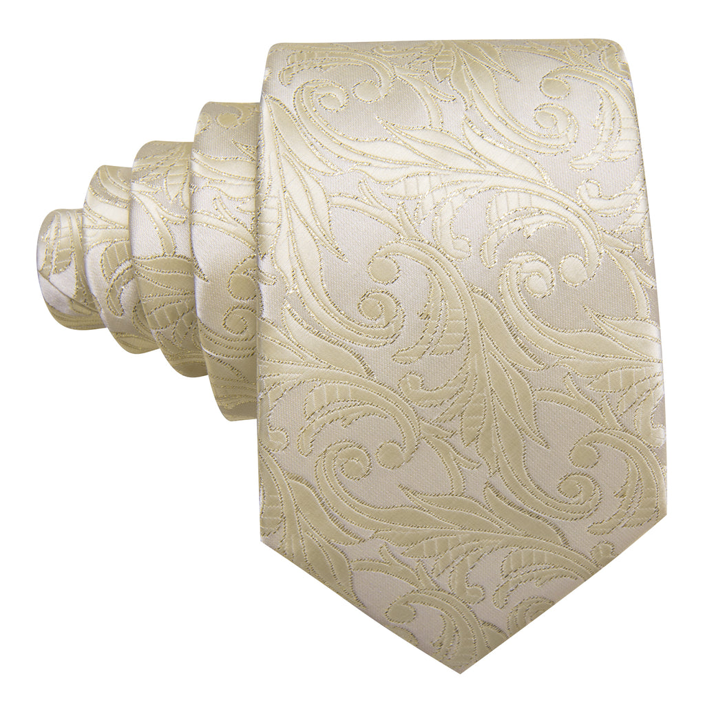 Lemon Chiffon Floral Silk Tie, Pocket Square and Cufflinks Set tie sets - Sophisticated Gentlemen
