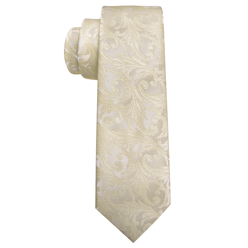 Lemon Chiffon Floral Silk Tie, Pocket Square and Cufflinks Set tie sets - Sophisticated Gentlemen
