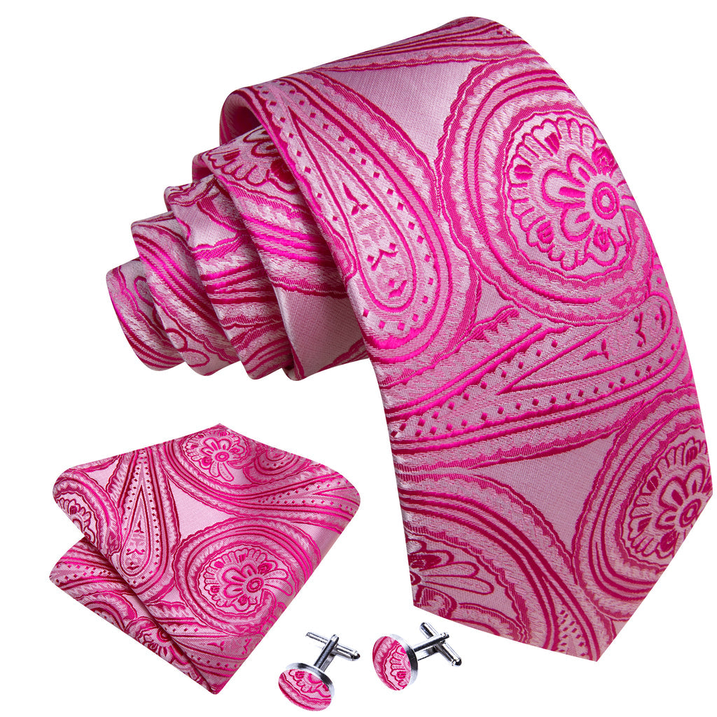 Orchid Pink Floral Tie, Pocket Square and Cufflinks Set tie sets - Sophisticated Gentlemen