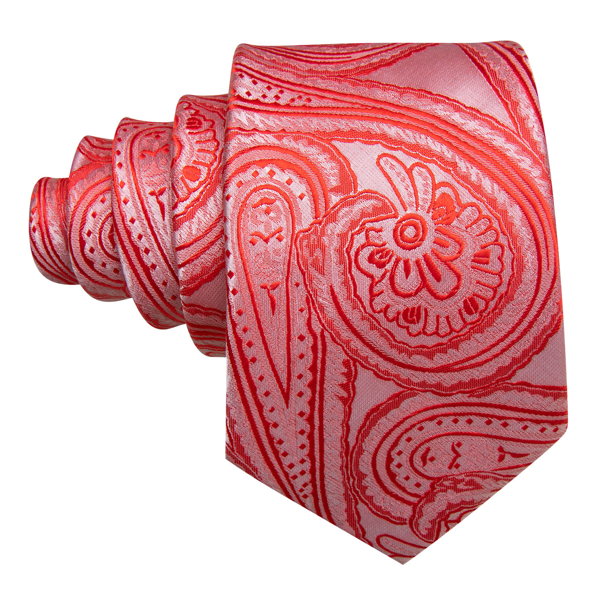 Light Red Paisley Silk Tie, Pocket Square and Cufflinks Set tie sets - Sophisticated Gentlemen